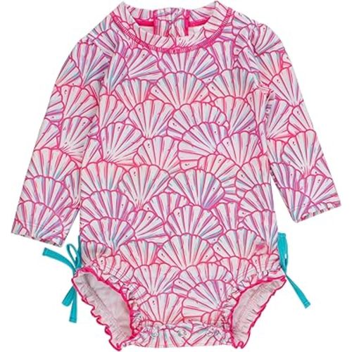 Amazon.com: RuffleButts Baby Girls UPF 50+ Sun Protection Novelty Print Long Sleeve One Piece Rash Guard Swimsuit with Zipper - Orange You The Sweetest, 6-12m: Clothing, Shoes & Jewelry