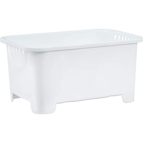 Glad Kitchen Sink Wash Basin for Dishes | Large Plastic Tub with Drain Plug | Multipurpose Dishpan for Cleaning Tableware | Sinkware Accessories, White