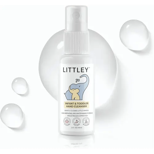 Littley Infant & Toddler Hand Cleanser with Hypochlorous Acid, Gently Cleans Dirt & Germs, Non-Toxic & Alcohol-Free, Safe for Sensitive Skin, 2oz Travel-Size Spray Bottle