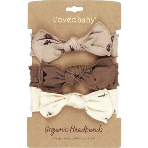 Assorted 3-Pack Bow Organic Cotton Headbands, 0-12 M