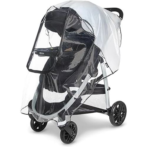 Graco Univeral Deluxe Weather Shield with Zippered Window, Baby Rain Cover, Universal Size to fit Most Stollers, Waterproof, Windproof, Ventilation, Protection, Shade, Umbrella, Pram, Vinyl, Clear