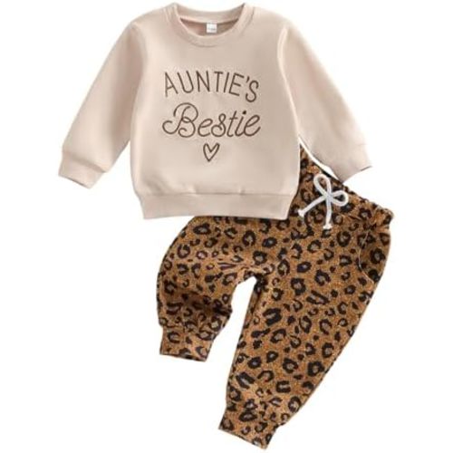 Aunties Bestie Baby Clothes Baby Girl Aunt Saying Letter Sweatshirt Pullover Floral Long Pants Headband 3Pcs Outfit