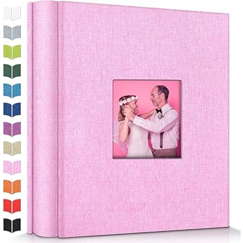 Photo Album 4x6 with 600 Pockets,Slip-in Picture Albums,Linen Cover Memory Book with Front Window,White Page Vertical Photo Book for Wedding,Family,Anniversare,Baby,Vacation