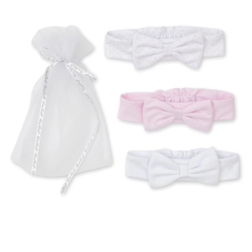 Pink Dot 3 Pack Headband Set w/ Tulle Bag