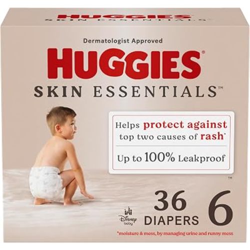 Huggies Size 6 Diapers, Skin Essentials Baby Diapers, Size 6 (35+ lbs), 36 Count