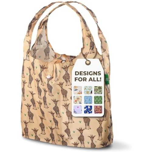ECO CHIC Foldable Reusable Grocery Bags - Lightweight, Recycled & Reusable Shopping Bag - Waterproof Packable Tote