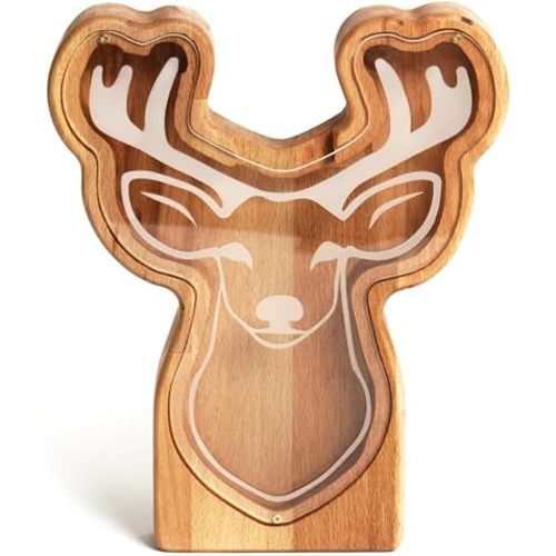 Personalized Deer Wooden Piggy Bank for Kids