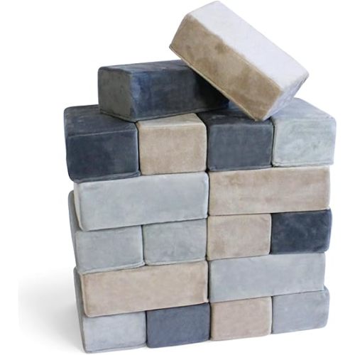 The Original Premium Plush Building Block for Kids - Certified Safe Foam Blocks in Luxuriously Soft Fabric Covers (Castle Rock, Blocks)