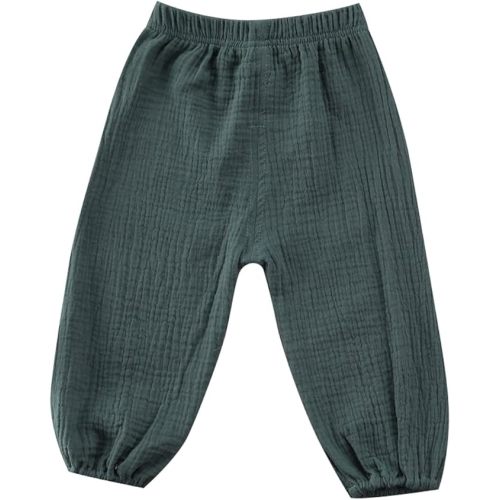BULINGNA Toddler Kids Baby Boy Girl Cotton Linen Elastic Basic Harem Long Pants Bloomers Casual Joggers