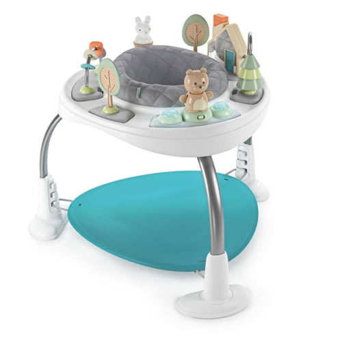 Ingenuity Spring & Sprout 2-in-1 Baby Activity Center Jumper and Table with Infant Toys - Ages 6 Months +, First Forest