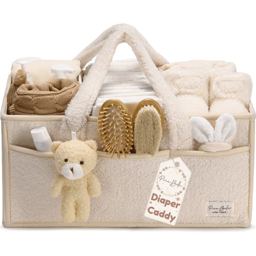 Baby Diaper Caddy Organizer for Changing Table, Baby Basket for Diapers, Portable Nursery Storage Basket