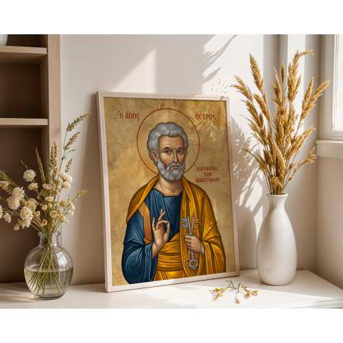 Saint Peter Icon Print, Apostle Wall Art, Catholic Wall Decor