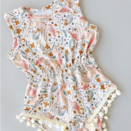 Unicorn Soiree Pom Pom Romper | Mila & Rose