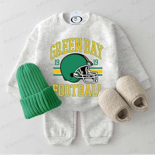 GREEN BAY FOOTBALL Baby Football Helmet Light Grey Sweatshirt 2-piece Set