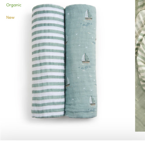 aden + anais Organic Cotton Muslin Swaddles in Sailing Seas 2 Pack