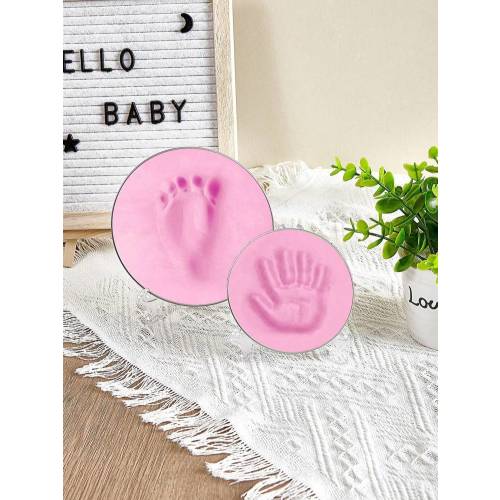 Baby's 100 Days/1st Birthday Gifts, Newborn Growth Memorial, Handprint & Footprint Clay Craft Kit - Baby's Exclusive Handprint And Footprint Souvenir Plate, To Record The Precious Imprint Of Baby's Little Hands And Feet In The Beginning Of Growth. Optiona