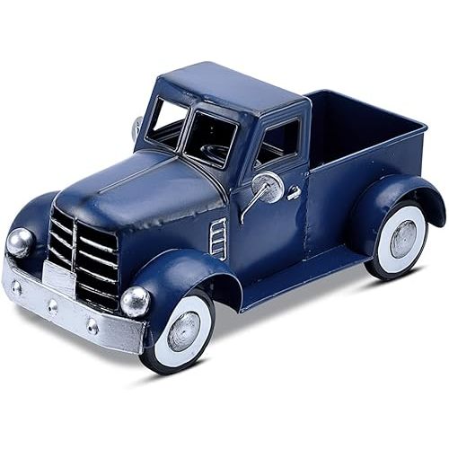 Farmhouse Blue Truck Tabletop Decor, Vintage Car Trucks Decorations for Indoor and Outdoor, Farm Pick-up Shelf Decors, Decorative Desktop Storage