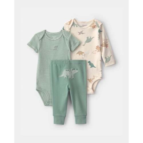 Baby Boy 3-Piece Dinosaur Bodysuit & Pant Set - Green/Ivory | Carter's