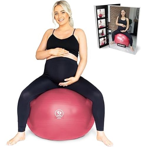 BABYGO Birthing Ball - Pregnancy Yoga Labor & Exercise Ball & Book Set Trimester Targeting, Maternity Physio, Birth & Recovery Plan Included Anti Burst Eco Friendly