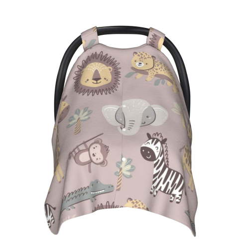 Car Seat Cover Baby - Safari Animals Breathable Infant Car Seat Cover for Baby Carseat, Lightweight Comfort Baby Essentials Must Haves Newborn Stuff for Girl Boy