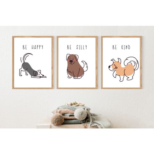 Puppy Nursery Prints Set Of 3 Dog Animal Prints for Baby Room Wall Art Kids PRINTABLE DIGITAL DOWNLOAD