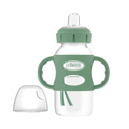 Dr. Brown's Milestones Wide-Neck Sippy Spout Bottle with Silicone Handles, 9 oz/270 mL