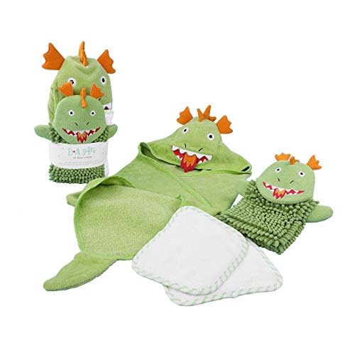 Baby Aspen Four-Piece Dragon Bath Gift Set, Green, one Size (BA14112NA)