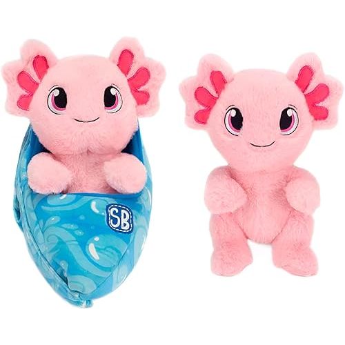 Swaddle Babies 9.5 Inch Cuddle Axolotl in Sling – Soft Plush Axolotl Toy with Cozy Blanket for Kids, Huggable Companion, Ideal Gift for Children & Collectors