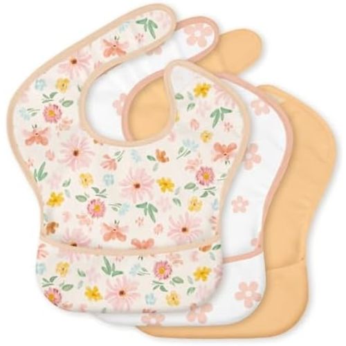 3-Pack Waterproof Baby Bibs for Eating - Mess Proof Lightweight Toddler Feeding Bibs with Large Food Catcher
