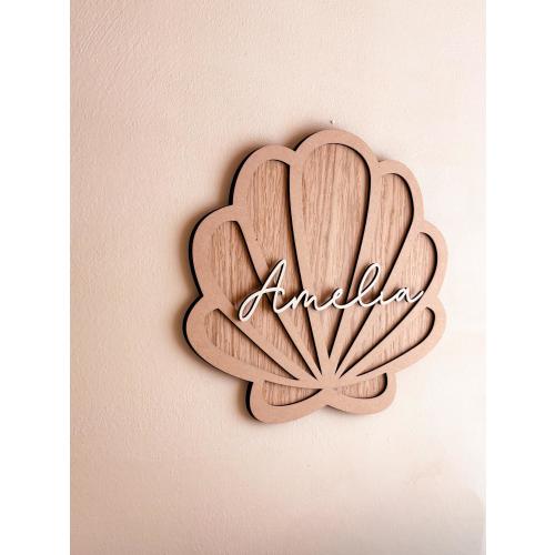 Personalized Shell Name Sign | Custom Wood Scallop Nursery Decor | Beach Theme Baby Girl Room | Mermaid Wall Art | Coastal Kids Gift
