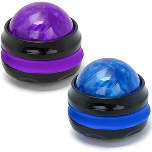 Coolrunner Massage Ball, 2-Pack Handheld Manual Roller Massager, Blue+Pink