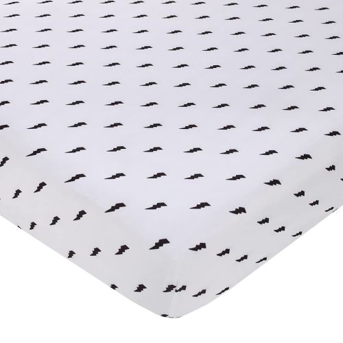 NoJo Lightning Bolt Black and White Nursery Fitted Crib Sheet