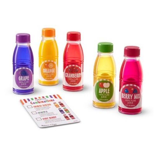 Melissa & Doug Tip & Sip Toy Juice Bottles and Activity Card (6pc)