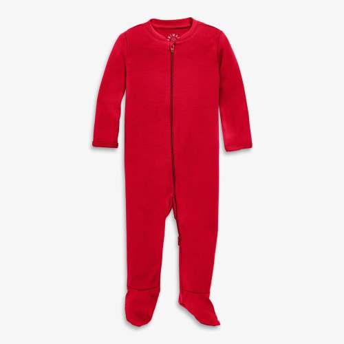 Baby organic zip footie - Cherry / 3-6