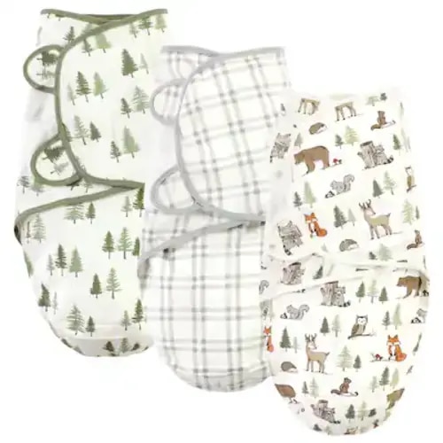 Hudson Baby Cotton Swaddle Wrap, Forest Animals- 0-3 months