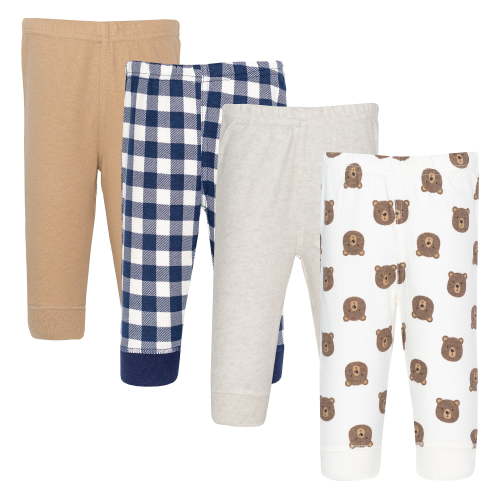 Hudson Baby Boy Cotton Pants and Leggings, Happy Camper Bear, 9-12 Months