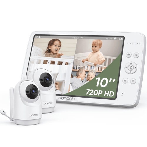 bonoch MegaView Baby Monitor 10 inch 720P with 2 cameras No Wifi VOX Mode Auto Night Vision Hack Proof