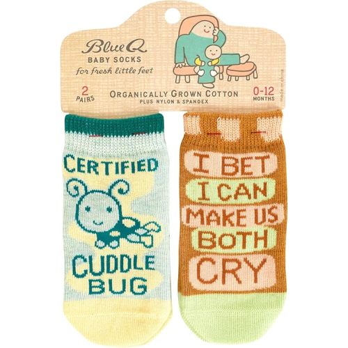 Blue Q Cotton Baby Socks - Funny Newborn Socks 0-12 Months, 2 Pair Gift Set