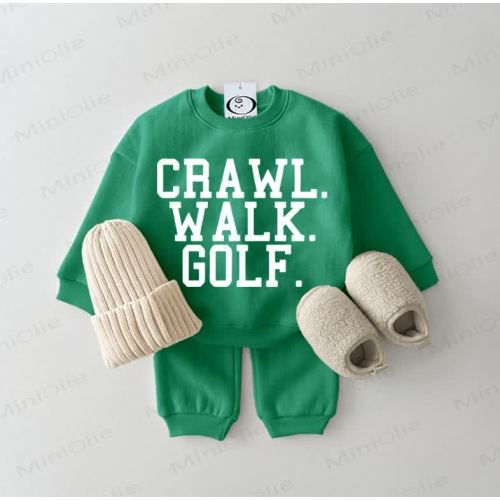 CRAWL. WALK. GOLF.  Baby 2-piece Green Set