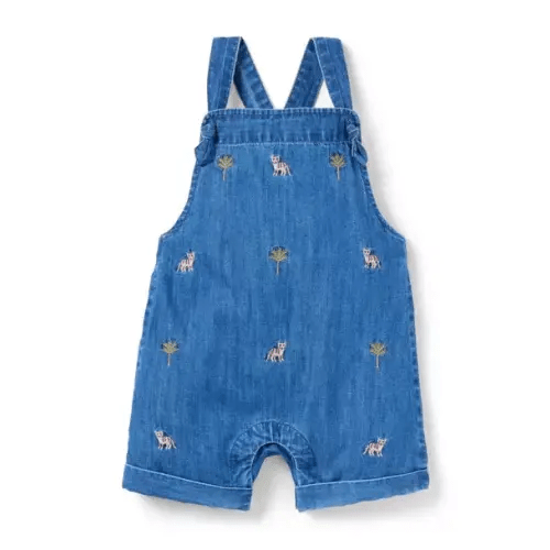 Baby Poxie Medium Wash Baby Embroidered Tiger Overall by Janie and Jack