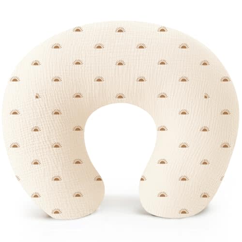 Konssy Muslin Nursing Pillow Covers, 100% Cotton Soft & Adorable Covers for Breastfeeding Pillows, Slipcovers for Newborn Baby Boys & Girls