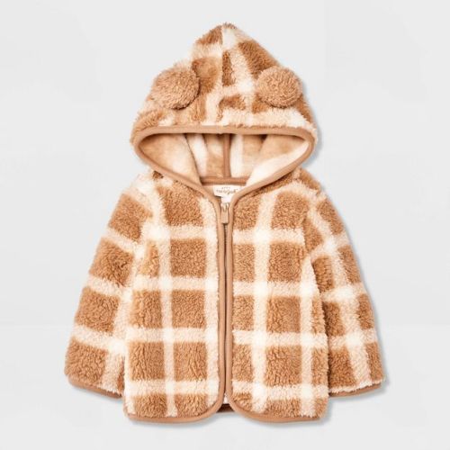 Baby Plaid Faux Shearling Hooded Jacket - Cat & Jack™ Brown