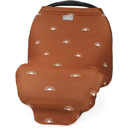 Itzy Ritzy 4-in-1 Nursing Cover, Car Seat Cover, Shopping Cart Cover & Infinity Scarf – Breathable, Multi-Use Nursing Cover Up for Breastfeeding, Carseat Canopy & Stroller Cover (Terracotta Sunrise)