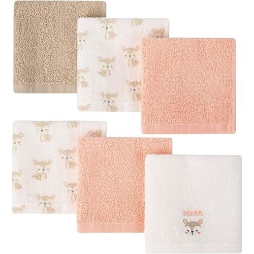 BEBE FAVOUR 6 Pack Baby Washcloths 100% Cotton Terry Soft and Absorbent Wash Cloths for Face Hand Body Burp Rag Wipes Essentials for Newborns Infants Toddlers Boys Girls