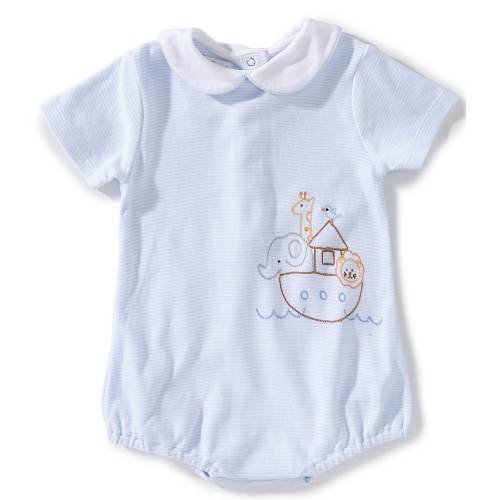 Petit Ami Baby Boys Short Sleeve Noah's Ark Knit Bodysuit