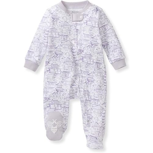 Burt's Bees Baby Girls' Organic Cotton, Sleep and Play Footed Pajamas | Easy zip front PJs feature a 2-way zipper to ensure newborns have a restful nights sleep