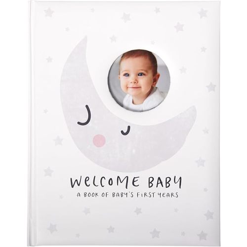 C.R. Gibson Little Moon First 5 Years Gender Neutral Baby Memory Book, 8.75" W x 11.3" L with 48 Guided Pages, Multicolor
