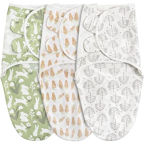 GLLQUEN BABY Swaddle Blanket Sleep Sacks for Newborn - Baby Swaddles 0-3 Months, 3-Pack Newborn Swaddling Sack, Cute Rabbit,Swaddle Wrap, Baby Essentials, Registry & Gift (Small/Medium)