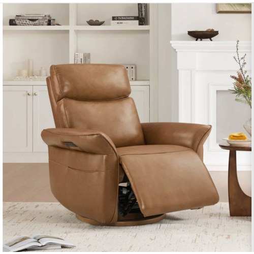 Vinca Modern Power Swivel Glider Recliner with Power Lumbar & Headrest