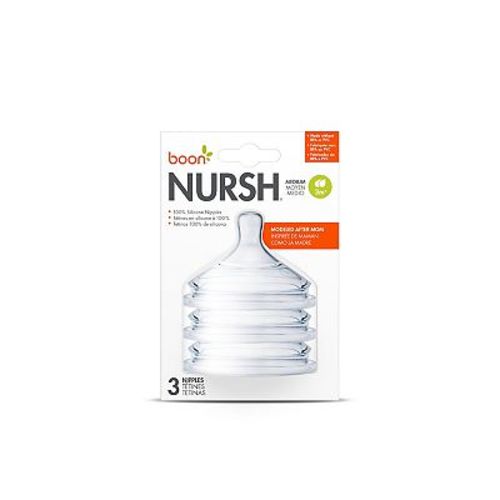 Boon Nursh 3-Pack Silicone Medium Baby Bottle Nipples